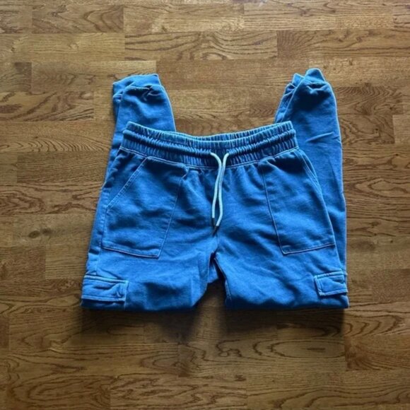 Old Navy Pants - old navy cargo sweatpants blue s jogger soft pockets denim cotton pull on pants
